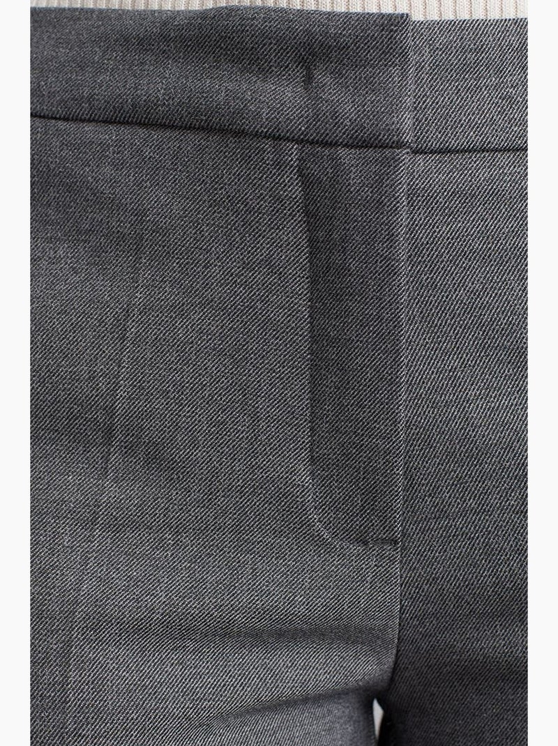 Pantalon droit taille basse en crêpe dilvin Gris Noir - Kiabi