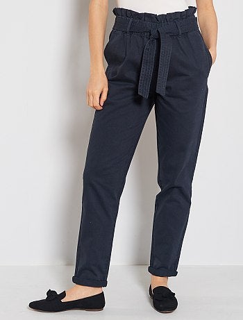 Pantalon droit taille ceinturée - Kiabi