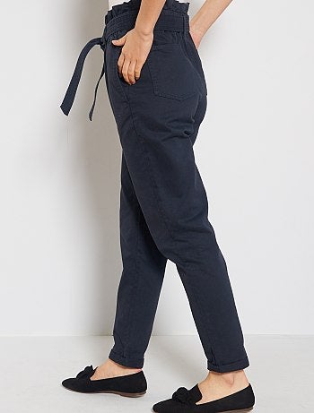 Pantalon droit taille ceinturée - Kiabi