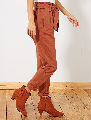 Pantalon droit taille ceinturée - Kiabi