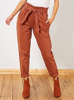 Pantalon droit taille ceinturée - Kiabi