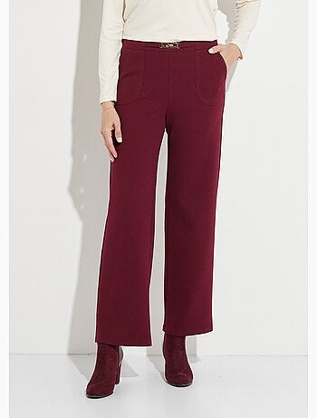 Pantalon droit taille élastiquée ceinture bijou - Afibel