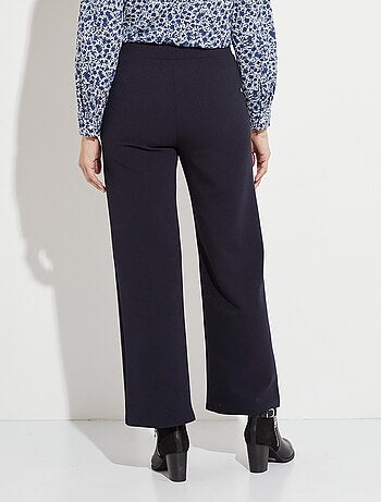 Pantalon droit taille élastiquée ceinture bijou