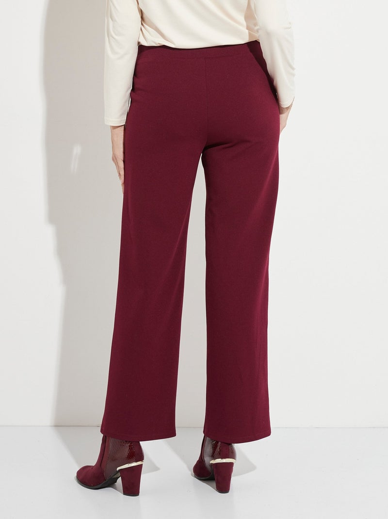 Pantalon droit taille élastiquée ceinture bijou Bordeaux - Kiabi