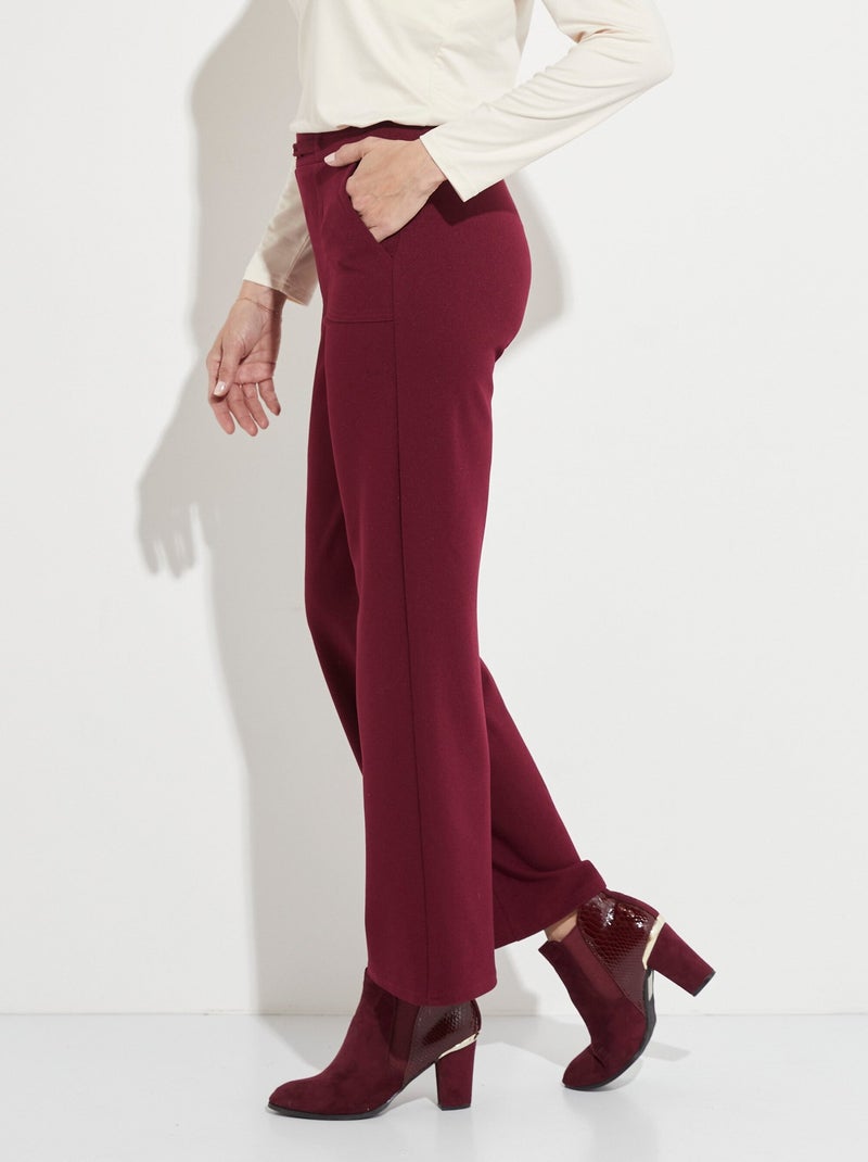 Pantalon droit taille élastiquée ceinture bijou Bordeaux - Kiabi