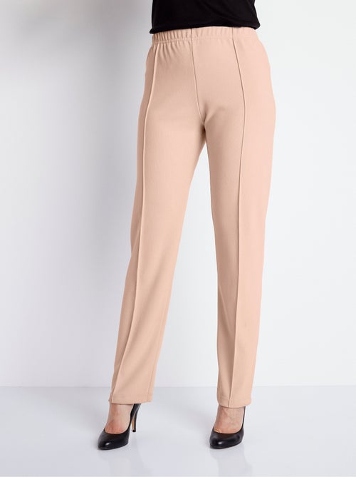 Pantalon droit taille élastiquée maille côtelée - Afibel - Kiabi