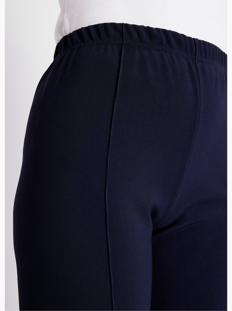 Pantalon droit taille élastiquée maille côtelée - Afibel Bleu marine - Kiabi