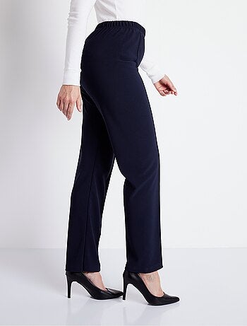 Pantalon droit taille élastiquée maille côtelée - Afibel