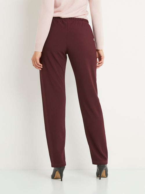 Pantalon droit taille élastiquée maille côtelée - Afibel - Kiabi