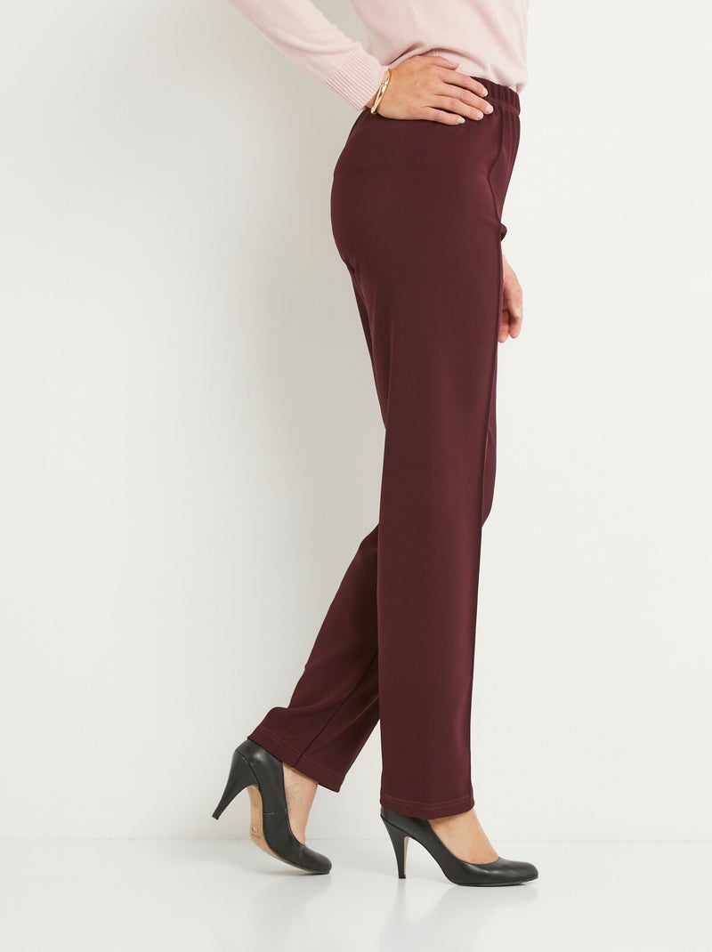 Pantalon droit taille élastiquée maille côtelée - Afibel Bordeaux - Kiabi
