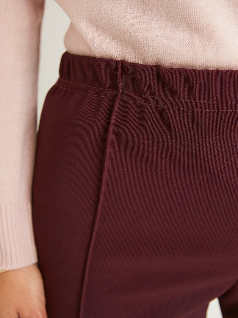 Pantalon droit taille élastiquée maille côtelée - Afibel Bordeaux - Kiabi