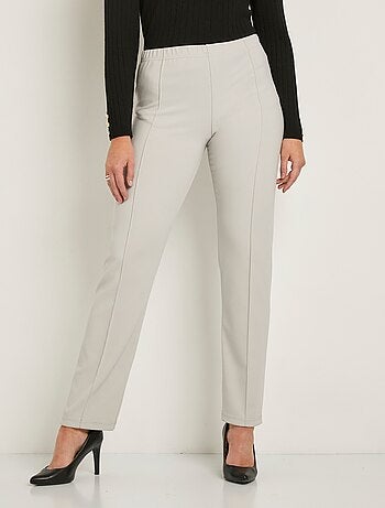 Pantalon droit taille élastiquée maille côtelée - Afibel