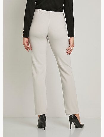 Pantalon droit taille élastiquée maille côtelée - Afibel