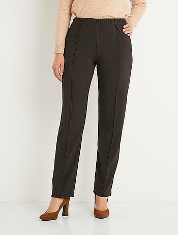 Pantalon droit taille élastiquée maille côtelée - afibel