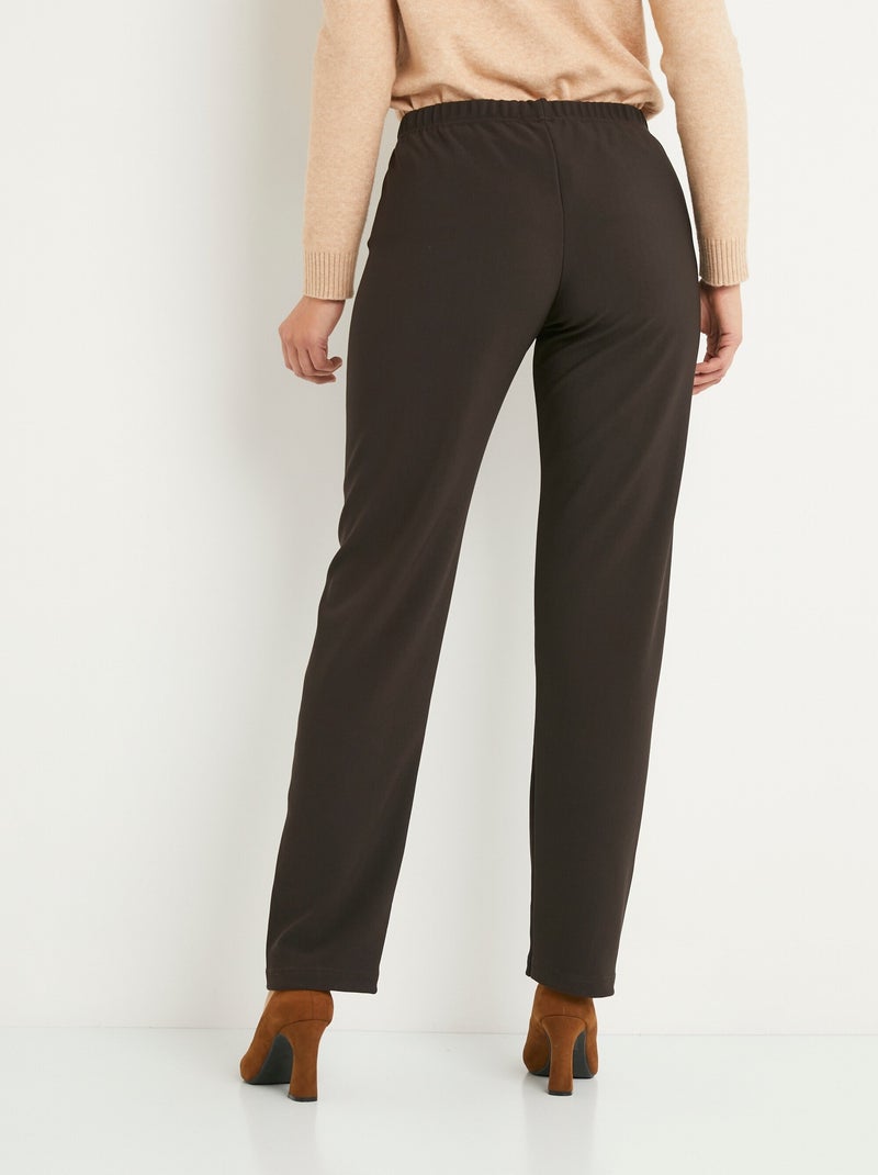 Pantalon droit taille élastiquée maille côtelée - afibel Marron - Kiabi