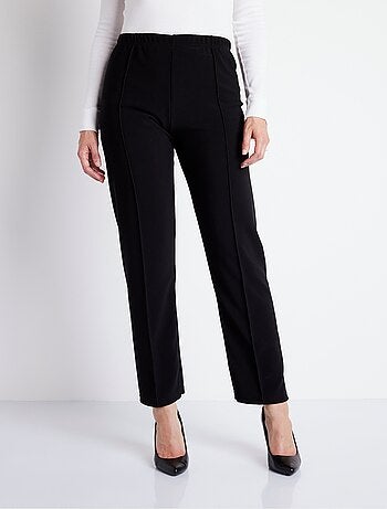 Pantalon droit taille élastiquée maille côtelée - Afibel