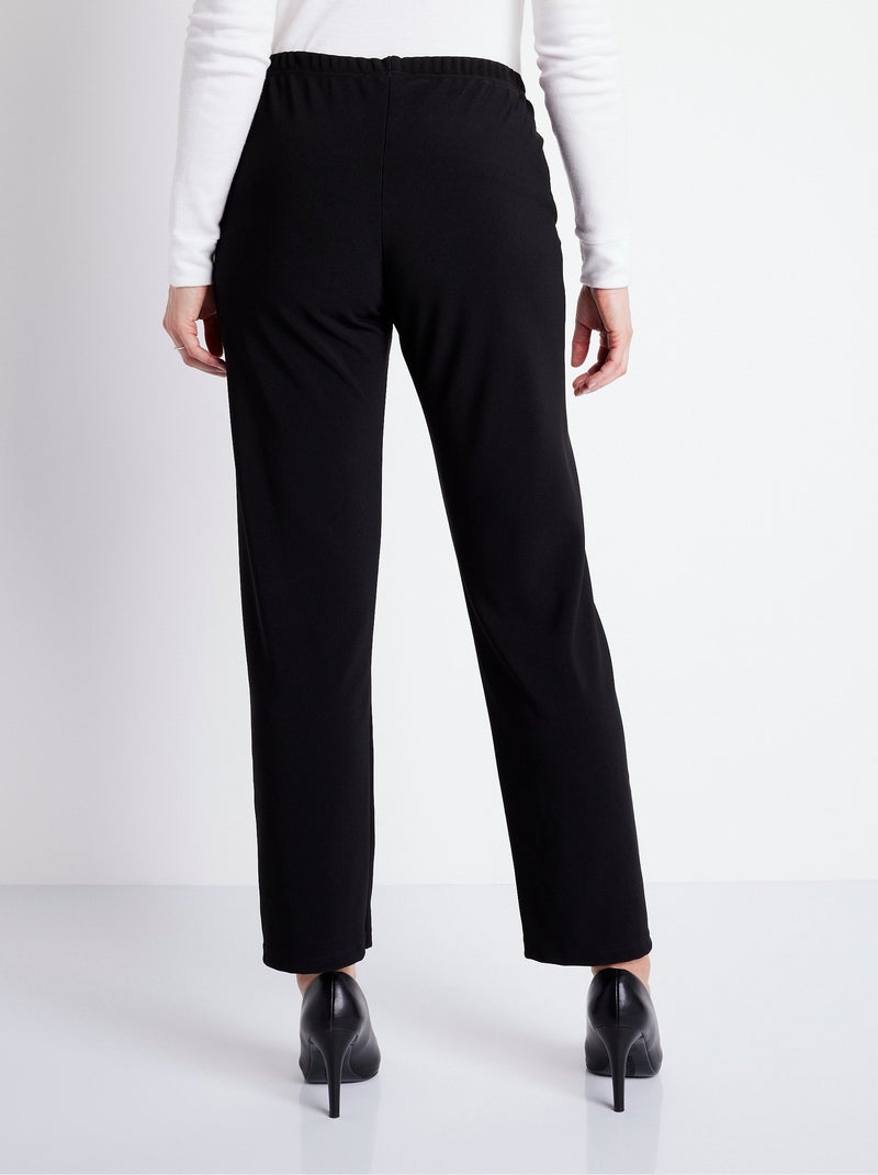Pantalon droit taille élastiquée maille côtelée - Afibel Noir - Kiabi