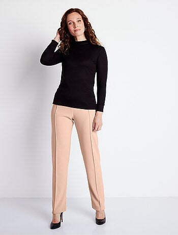 Pantalon droit taille élastiquée maille côtelée