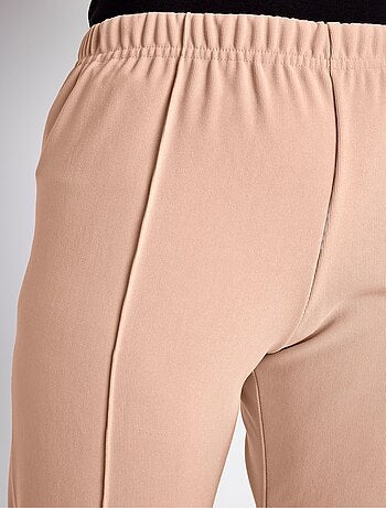Pantalon droit taille élastiquée maille côtelée