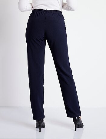 Pantalon droit taille élastiquée maille côtelée