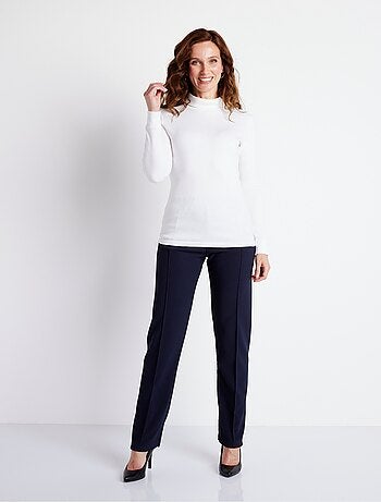 Pantalon droit taille élastiquée maille côtelée