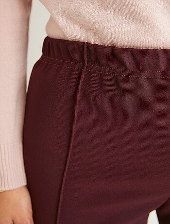 Pantalon droit taille élastiquée maille côtelée