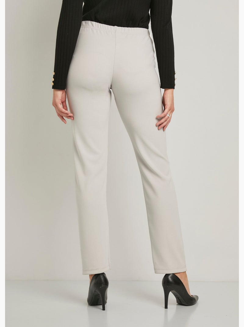 Pantalon droit taille élastiquée maille côtelée Gris clair - Kiabi