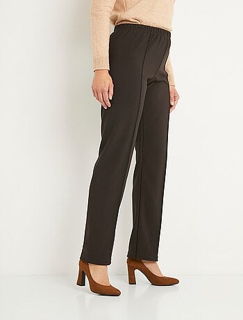 Pantalon droit taille élastiquée maille côtelée