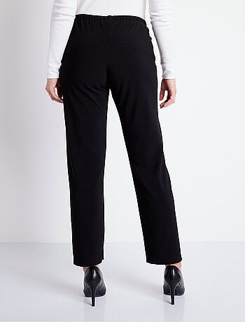 Pantalon droit taille élastiquée maille côtelée