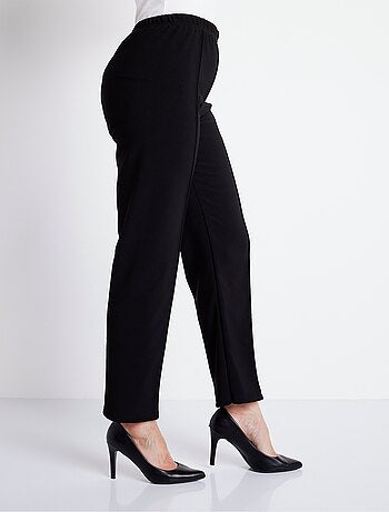 Pantalon droit taille élastiquée maille côtelée