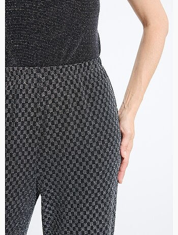 Pantalon droit taille élastiquée maille sequins - Afibel