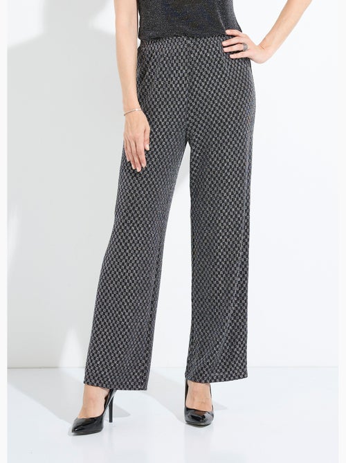 Pantalon droit taille élastiquée maille sequins - Afibel - Kiabi