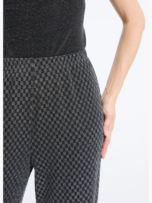 Pantalon droit taille élastiquée maille sequins - Afibel - Kiabi