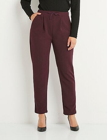 Pantalon droit taille élastiquée maille stretch - afibel