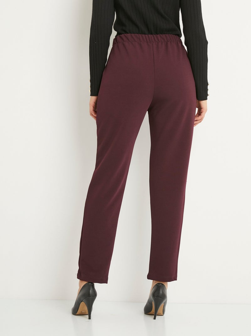 Pantalon droit taille élastiquée maille stretch - Afibel Bordeaux - Kiabi