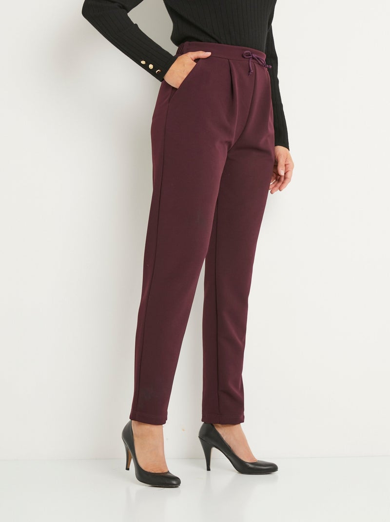 Pantalon droit taille élastiquée maille stretch - Afibel Bordeaux - Kiabi