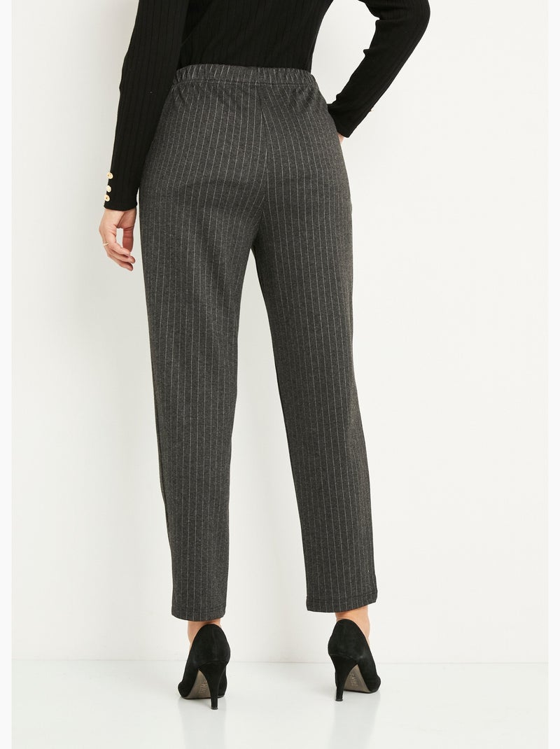 Pantalon droit taille élastiquée maille stretch - Afibel Gris - Kiabi