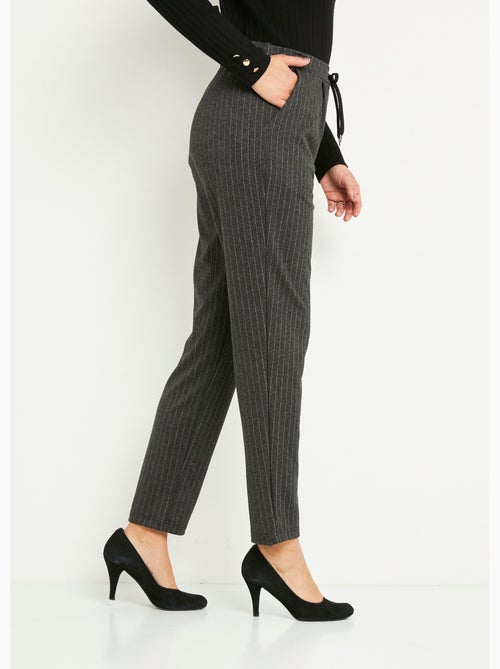 Pantalon droit taille élastiquée maille stretch - Afibel - Kiabi