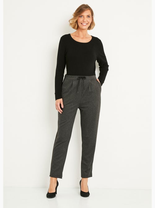 Pantalon droit taille élastiquée maille stretch - Afibel - Kiabi