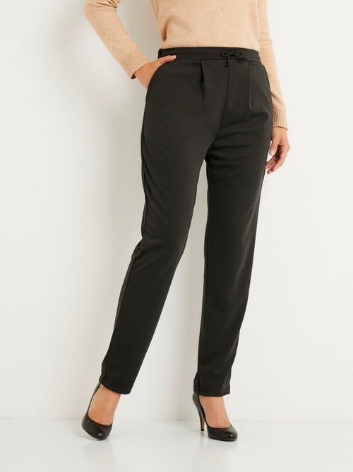 Pantalon droit taille élastiquée maille stretch - Afibel - Kiabi