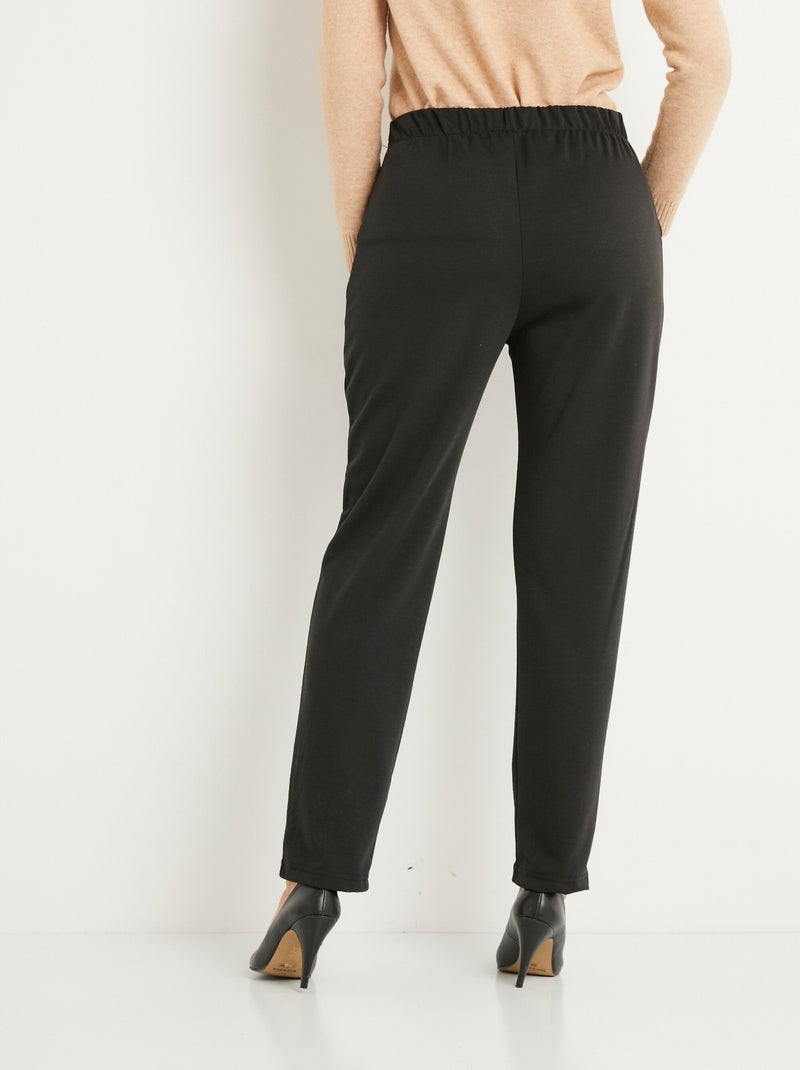 Pantalon droit taille élastiquée maille stretch - Afibel Noir - Kiabi