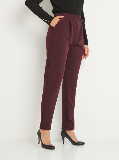 Pantalon droit taille élastiquée maille stretch - Kiabi