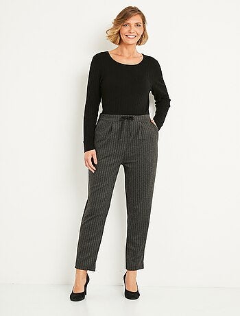 Pantalon droit taille élastiquée maille stretch