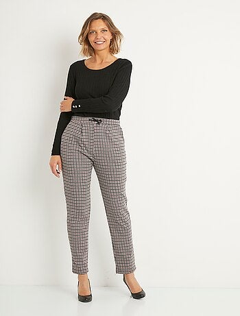 Pantalon droit taille élastiquée maille stretch