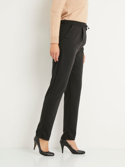 Pantalon droit taille élastiquée maille stretch - Kiabi