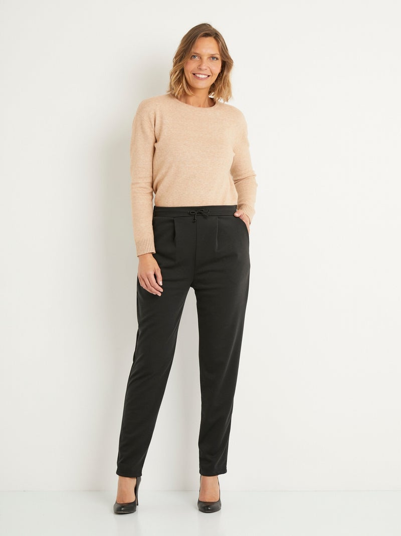 Pantalon droit taille élastiquée maille stretch Noir Grandes