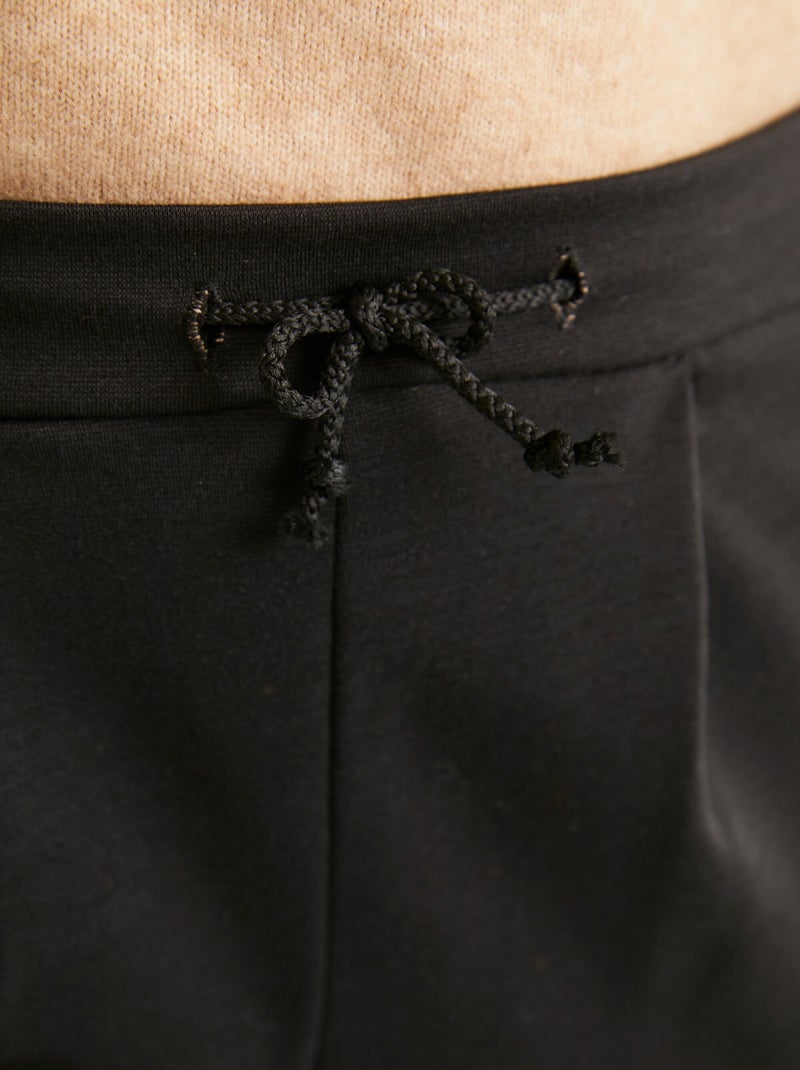 Pantalon droit taille élastiquée maille stretch Noir - Kiabi