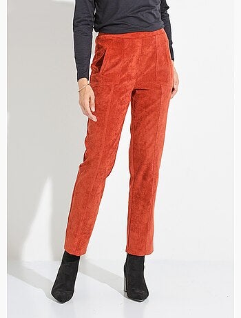 Pantalon droit taille élastiquée velours milleraies - Afibel