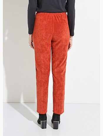 Pantalon droit taille élastiquée velours milleraies - Afibel
