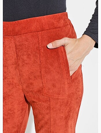 Pantalon droit taille élastiquée velours milleraies - Afibel